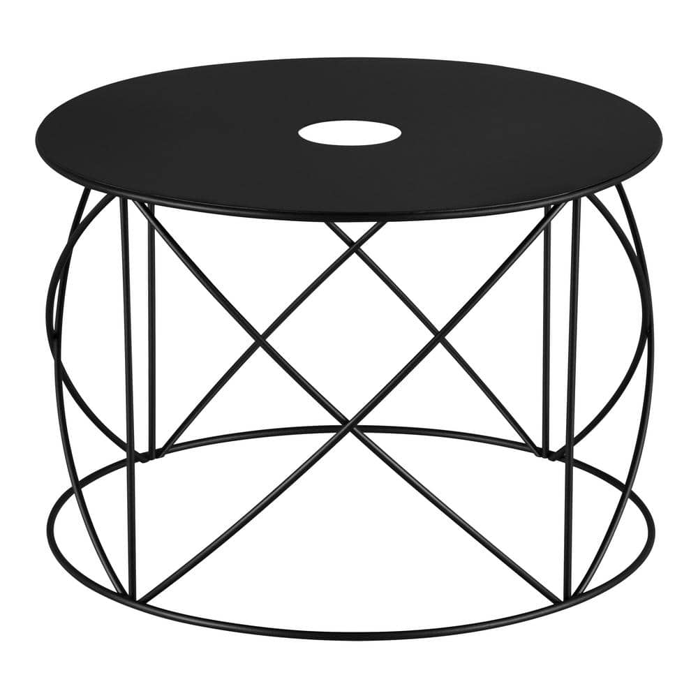 PRIVATE BRAND UNBRANDED 6.89 in. Black Metal Trellis Drum Pendant Shade ...