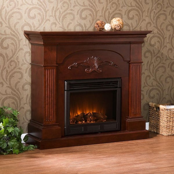 Southern Enterprises Sicilian Harvest 45 in. Electric Fireplace in Mahogany