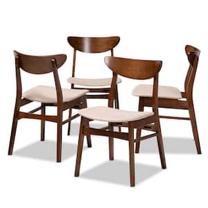 Parlin Light Beige and Walnut Brown Fabric Dining Chair (Set of 4)