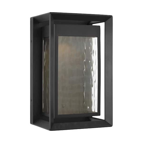 Studio Urbandale Large 1-Light Textured Black Outdoor Integrated LED Wall Lantern Sconce