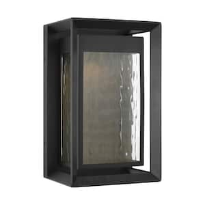 Urbandale Large 1-Light Textured Black Outdoor Integraed LED Wall Lantern Sconce