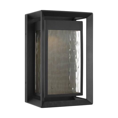 Urbandale Large 1-Light Textured Black Outdoor Integraed LED Wall Lantern Sconce Lighting