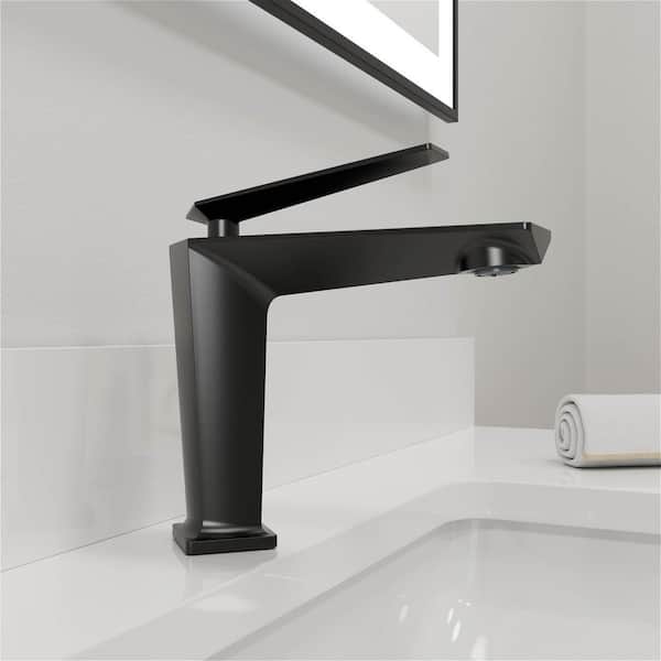 GIVING TREE Single Handle Single Hole Bathroom Faucet with Hot and Cold Water Supply in Matte Black