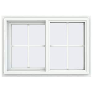 35.5 in. x 23.5 in. V-4500 Series White Vinyl Left-Handed Sliding Window with Colonial Grids/Grilles