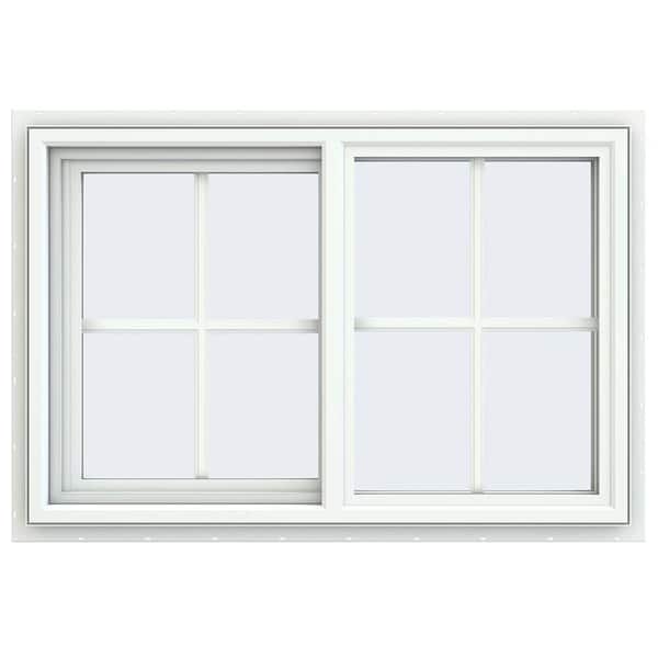 JELD-WEN 35.5 in. x 23.5 in. V-4500 Series White Vinyl Left-Handed Sliding Window with Colonial Grids/Grilles