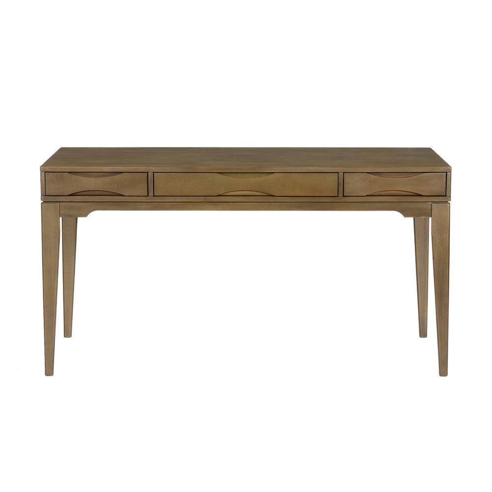 Generous Farmhouse Grey Solid Hardwood Desk with Keyboard Tray