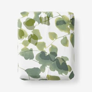Legends Hotel Greenery Cotton and TENCEL Lyocell Multicolored 300-Thread Count Sateen Twin Fitted Sheet