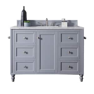 Copper Cove Encore 48 in. W x 23.5 in. D x 36.3 in. H Single Bath Vanity in Silver Gray with Carrara White Marble Top