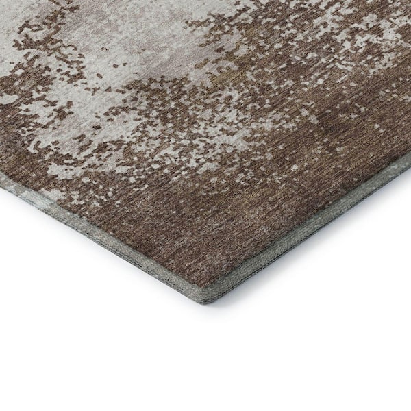Mayfield Premium Machine Washable Abstract AMF1027 Brown 2 ft. 3 in. x 7 ft. 6 in. Runner Rug