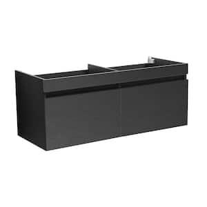 Mezzo 60 in. Modern Wall Hung Double Sink Bath Vanity Cabinet Only in Black