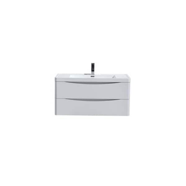 Moreno Bath Smile 36 in. W Wall Hung Bath Vanity in High Gloss White with Reinforced Acrylic Vanity Top in White with White Basin