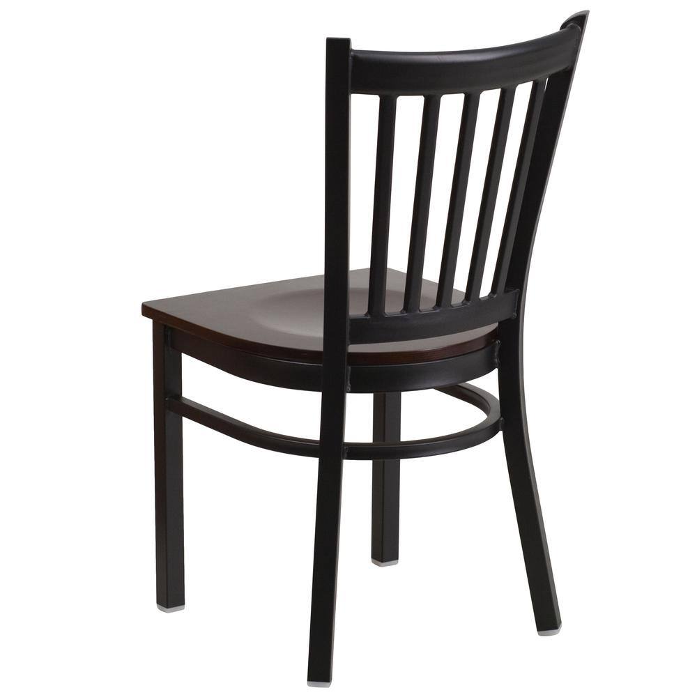 Windsor High Slat Side Chair in Black Steel & Walnut Wood