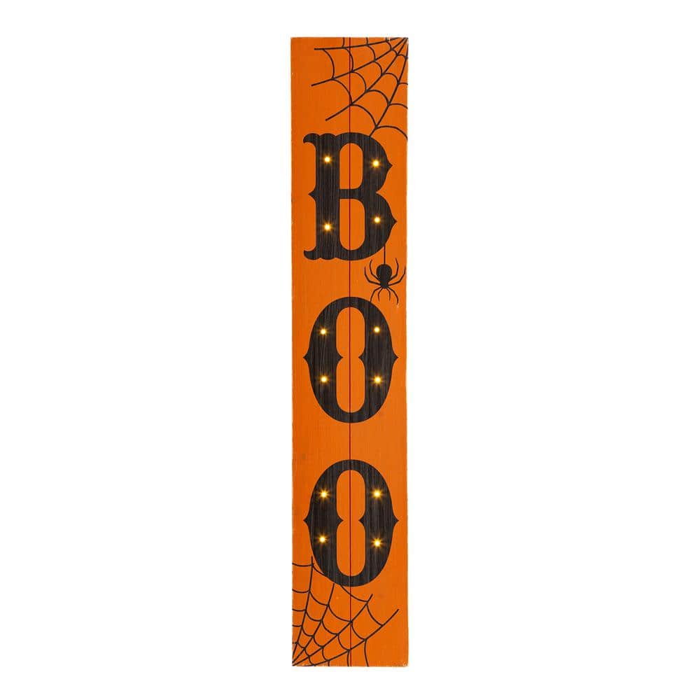 Glitzhome 42 in. H Lighted Wooden BOO Halloween Porch Sign 2006300010 ...