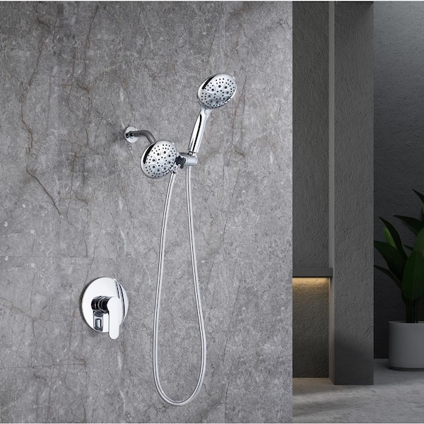 Single Handle 6-Spray Shower Faucet 2.2 GPM with Dual Shower Settings Round High Pressure Shower Faucet in Chrome
