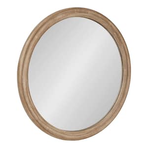 Mansell 28 in. x 28 in. Classic Round Framed Brown Wall Accent Mirror