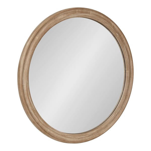 Kate and Laurel Mansell 28 in. x 28 in. Classic Round Framed Brown Wall Accent Mirror