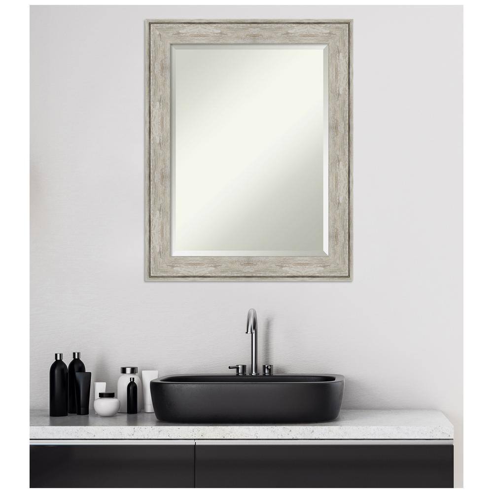 Elegance Silver Champagne 35" Crackled Finish Wall Mirror