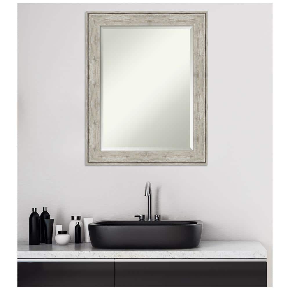 Elegance Silver Champagne 35" Crackled Finish Wall Mirror