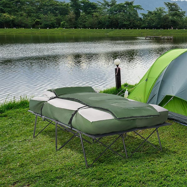 Misopily 2-Person Folding Camping Cot, Outdoor Bed Set with
