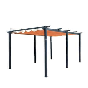 11 ft. x 16 ft. Khaki Outdoor Retractable Pergola, Patio Grill Gazebo, Weather-Resistant