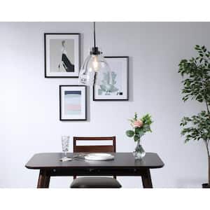 Timeless Home French 10.5 in. W x 11 in. H 1-Light Black Pendant with Clear Glass Shade Glass