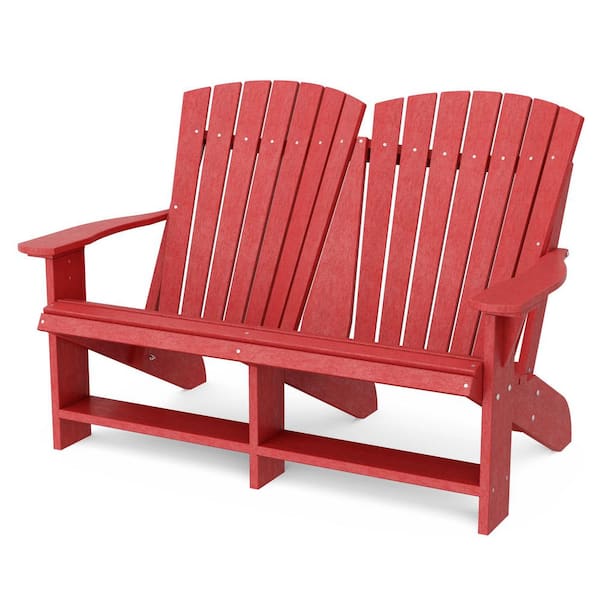Heritage Cardinal Red HDPE Plastic Outdoor Double Adirondack
