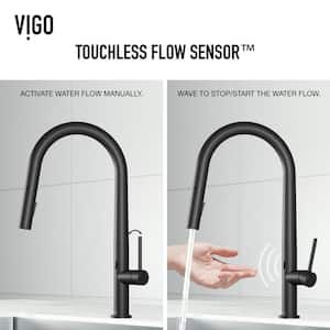 Greenwich Single-Handle Pull-Down Sprayer Kitchen Faucet with Touchless Sensor in Matte Black