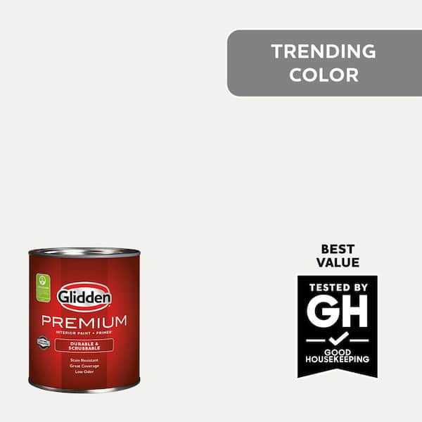 Glidden Premium 1 qt. PPG1001-1 Delicate White Flat Interior Latex Paint