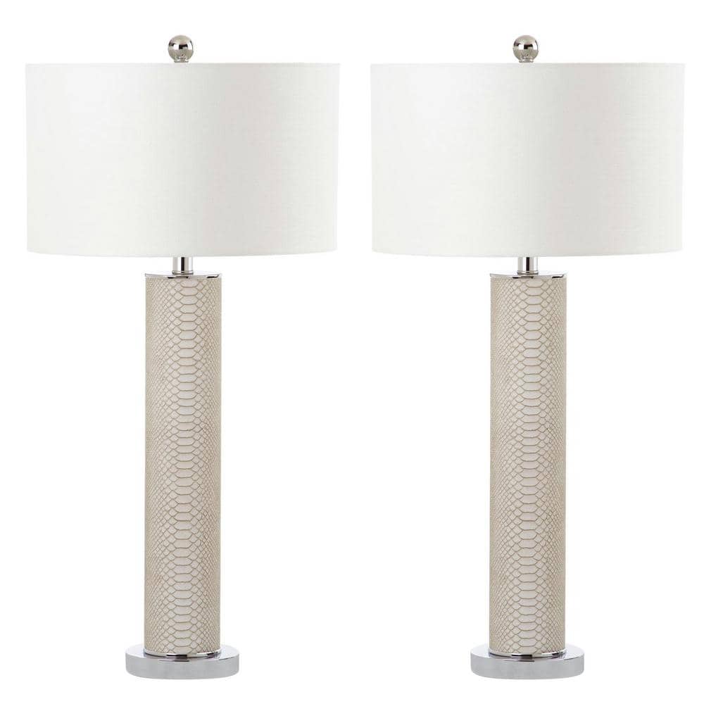 Ollie 31.5 in. Cream Faux Alligator Table Lamp with Off-White Shade (Set of 2) price history on PriceWatchPro