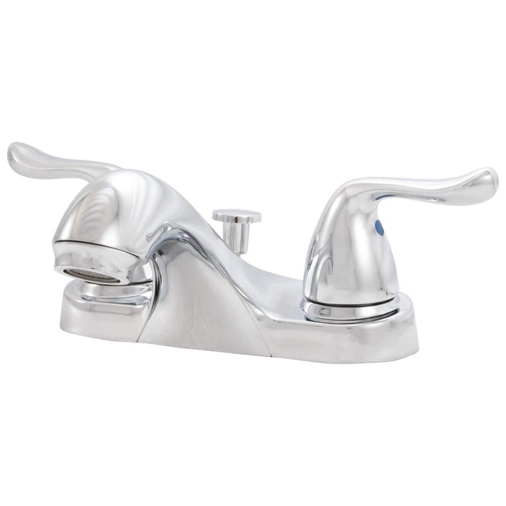 4 in. Centerset 2-Handle Low-Arc Bathroom Faucet With ABS plastic Popup Drain in Polished Chrome price history on PriceWatchPro