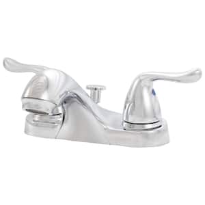 4 in. Centerset 2-Handle Low-Arc Bathroom Faucet With ABS plastic Popup Drain in Polished Chrome
