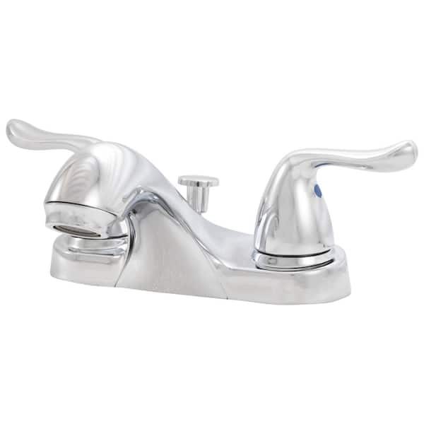 MSI 4 in. Centerset 2-Handle Low-Arc Bathroom Faucet With ABS plastic Popup Drain in Polished Chrome