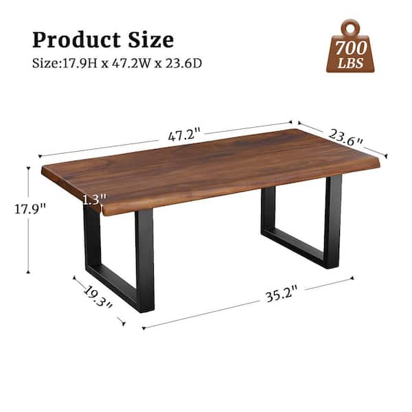 Salah 47 in. Rustic Industrial Walnut Rectangle Solid Wood Tea