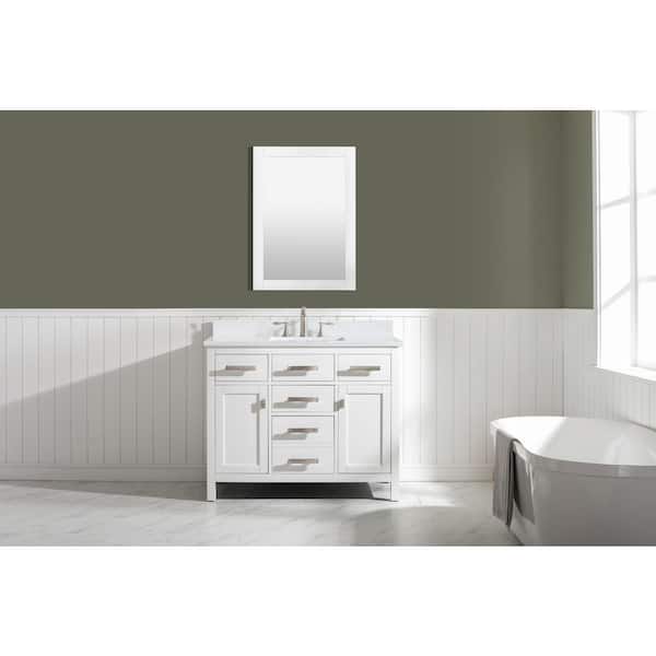 Valentino 42 in. W x 22 in. D Bath Vanity in White with Quartz Vanity Top in White with White Basin