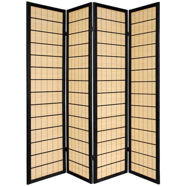 Oriental Furniture 6 ft. Black 4-Panel Room Divider