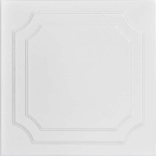 A La Maison Ceilings Virginian 1.6 ft. x 1.6 ft. Glue Up Foam Ceiling Tile in White Heron
