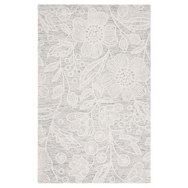 SAFAVIEH Jardin Grey/Ivory 4 ft. x 6 ft. Floral Area Rug