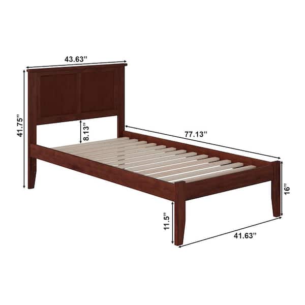 Madison Walnut Twin XL Platform Bed with Open Foot Board