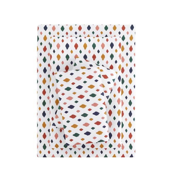StyleWell Printed Soft Everyday 4-Piece King Sheet Set in Ikat