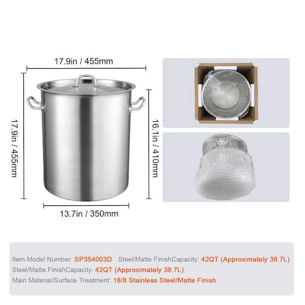 SVOPES 42 qt. Stainless Steel Stockpot, Heavy Duty Cooking Pot