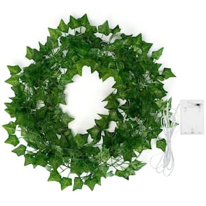 Artificial Ivy Leaf Integrated LED String Lights with 8 Lighting Modes Green