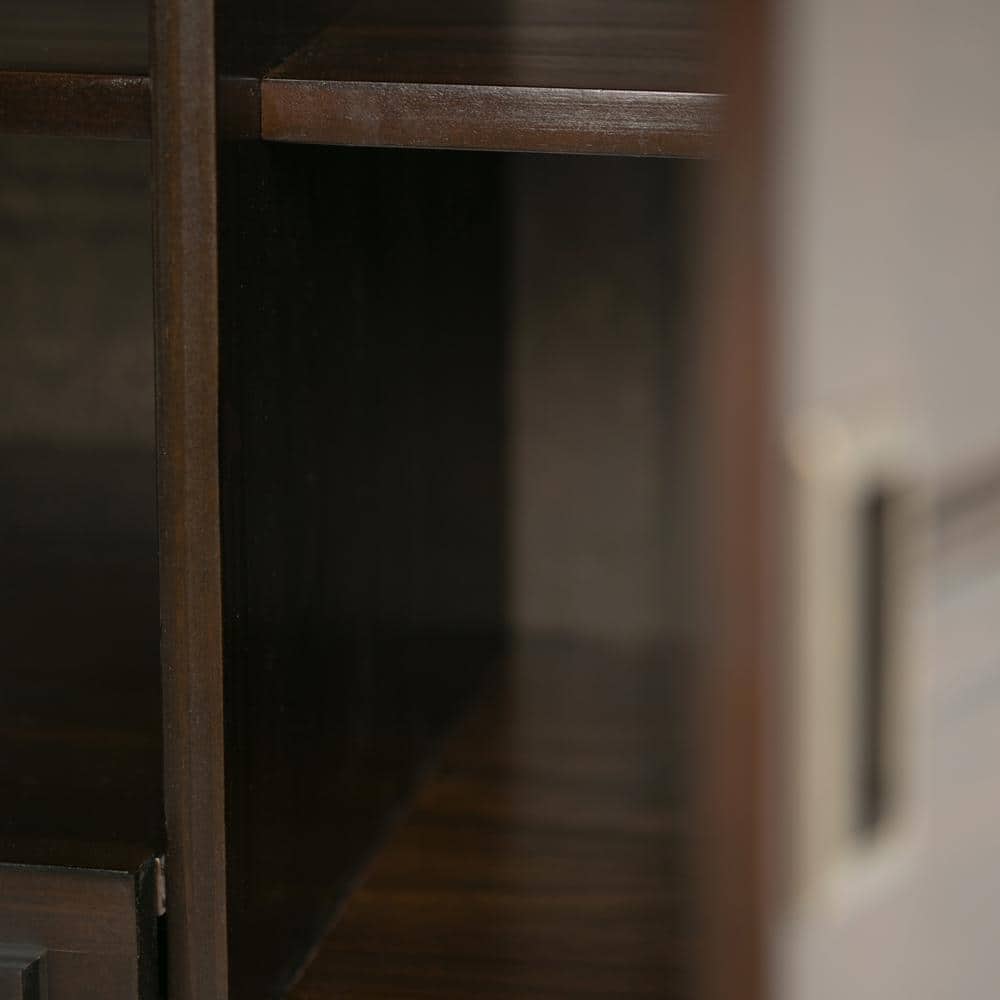 Mahogany Brown 60" Solid Wood TV Stand with Cabinets