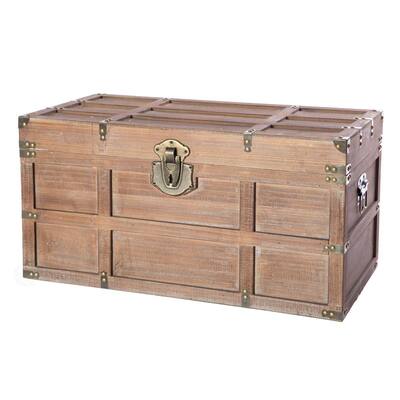 Vintiquewise Wooden Rectangular Lined, Wooden Storage Chests And Trunks