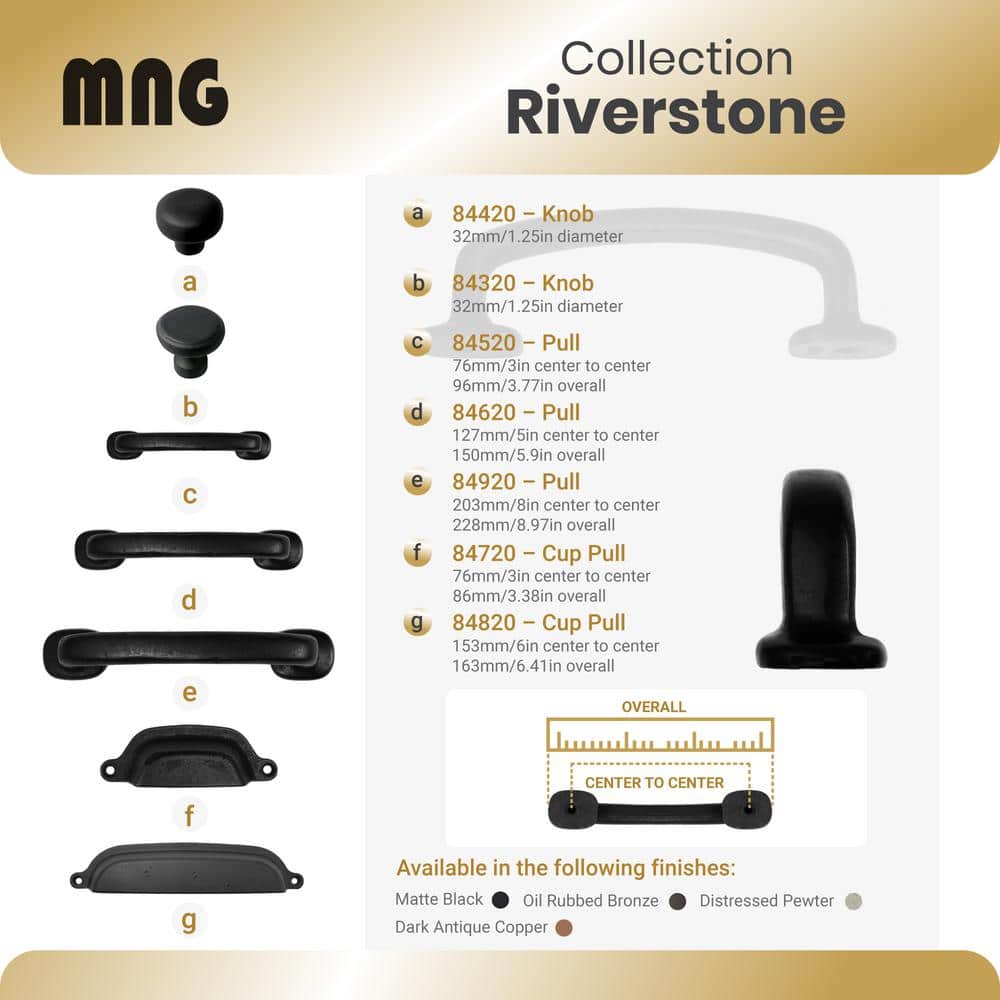 Riverstone 3" Oil Rubbed Bronze Cup Pull with Hardware
