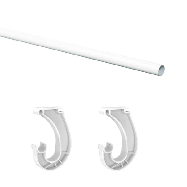 SuperSlide 48 in. Hanging Closet Rod (1 Piece) and 6 in. x 1 in. White Closet Rod Bracket (2 Pieces)