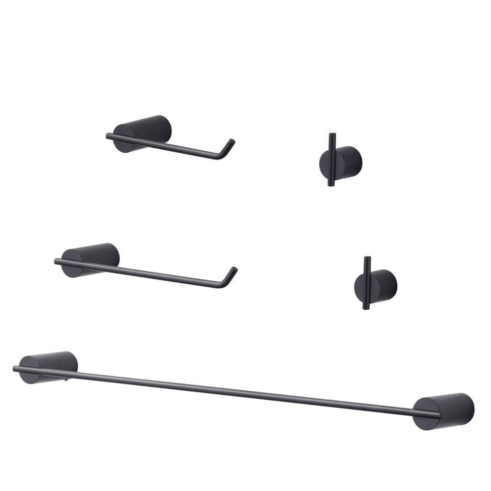 Stainless Steel 5-Piece Bath Hardware Set with 2-Towel Bars, Toilet Paper Holder and 2-Towel Hooks in Matte Black price history on PriceWatchPro
