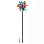 Outdoor Metal Colorful Dahlia Windmill Wind Spinner