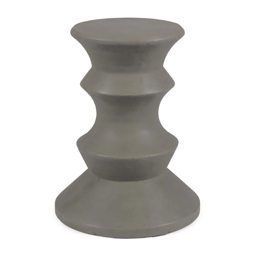 Light Gray Concrete Frame Outdoor Side Table Accent Table for Balcony, Porc