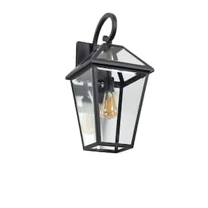 21.1 in. Black Dusk to Dawn Outdoor Hardwired Wall Lantern Scone with No Bulbs Included