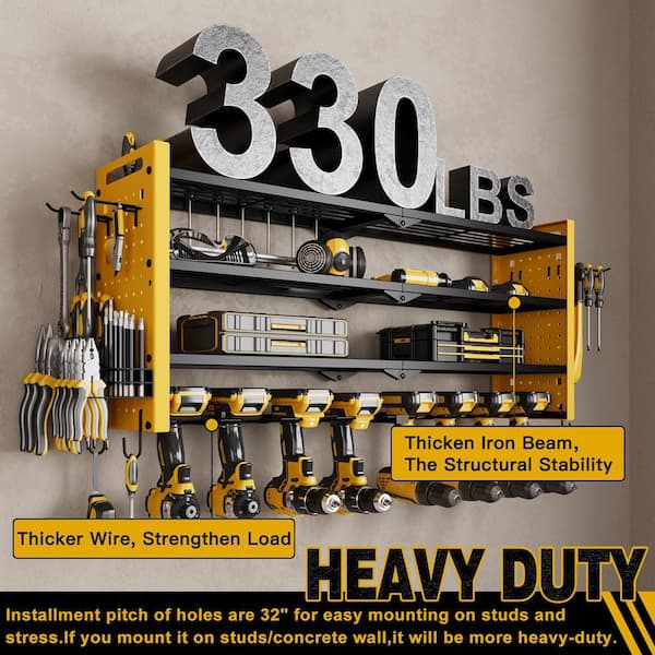 Power Tool Organizer Wall Mount 3-Tier Heavy-Duty Metal Hand